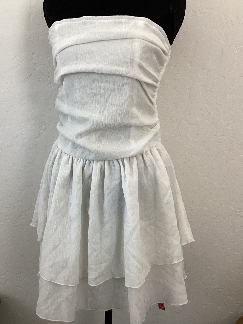 Cider, NEW WITH TAGS, size L, strapless, ruched bodice, mini dress